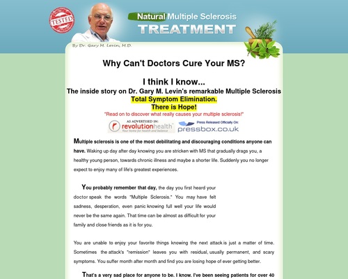 A number of Sclerosis MS Remedy eBook Remedy By Dr. Gary M. Levin