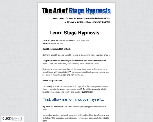 Study Stage Hypnosis | The Artwork of Stage Hypnosis